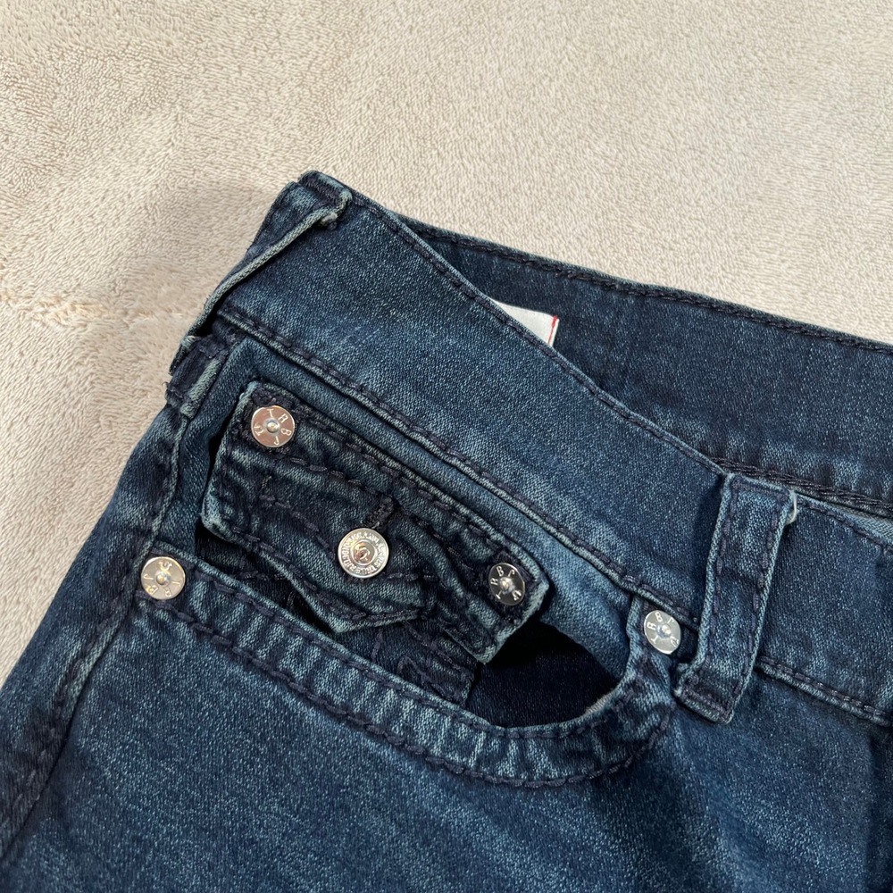 True Religion Geno Relaxed Slim Jeans Mens 34x32 Dark Wash Blue Denim Horseshoe - Picture 10 of 12